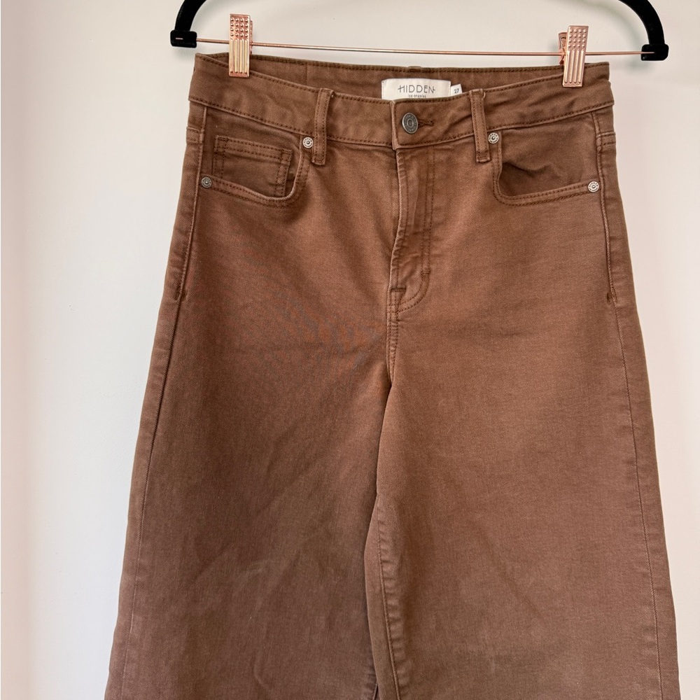 Hidden Wide Leg Jeans in Brown - Picture 2 of 9